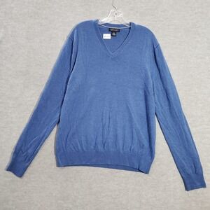 Banana Republic Men‎ Sweater XL Blue 100% Extra Fine Merino Wool Long Sleeve